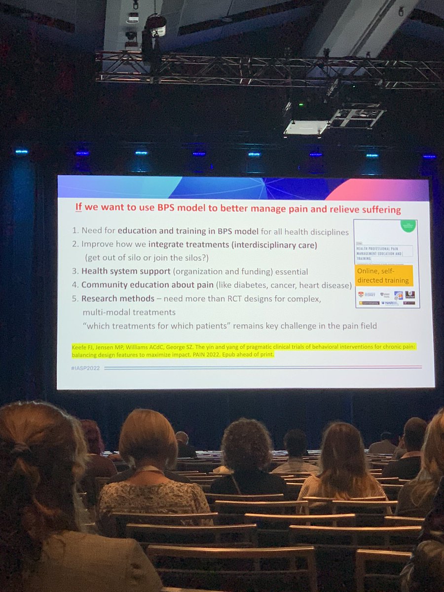 Fantastic summary by Prof. Michael Nicholas on ways to improve how we apply the biopsychosocial model to reduce pain and suffering #IASP2022