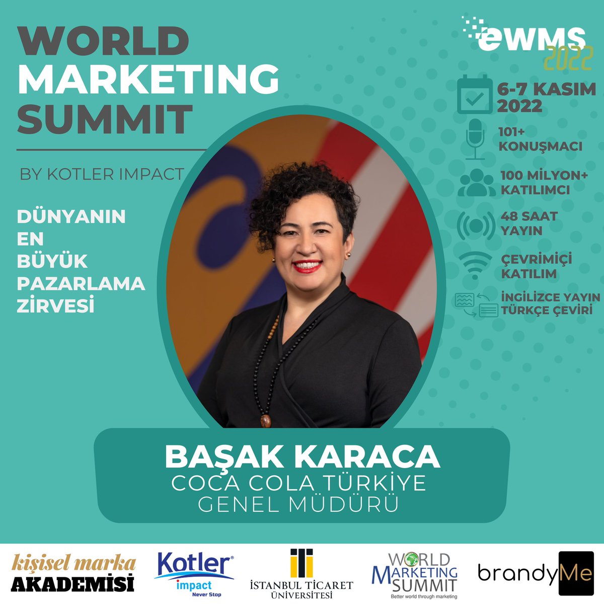 KisiselMarkaAkd's tweet photo. Coca Cola Türkiye Genel Müdürü Başak Karaca, dünyanın en büyük pazarlama etkinliği World Marketing Summit 2022’de
Detaylı bilgi ve kayıt:
https://t.co/Q9Wc8oJ5B6 

#worldmarketingsummit2022 #ewms #başakkaraca https://t.co/X9MrEb6kZO