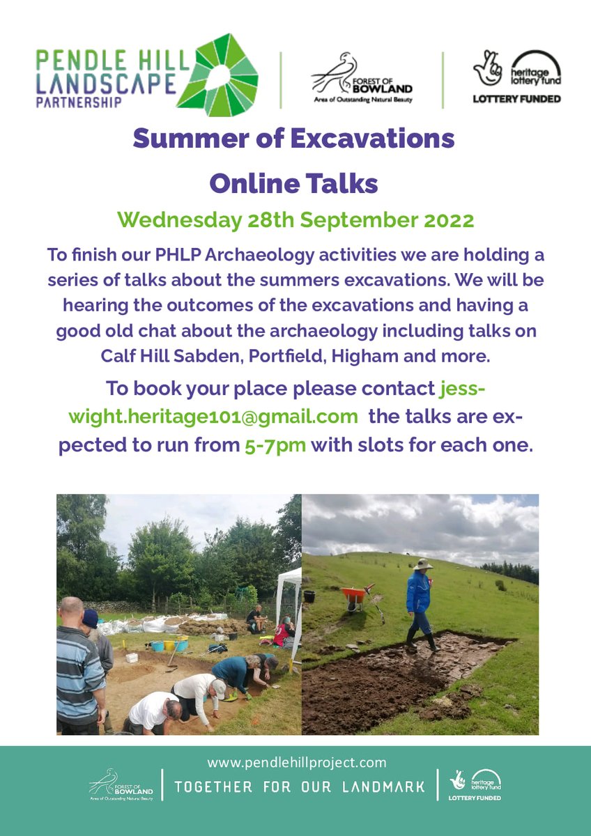 wight_jess's tweet photo. 🎉There are still spaces on the last FREE virtual archaeology event from @pendlehilllp 
⚱Talks on current excavations and archaeology trails around Pendle Hill
See below for details of booking onto the zoom talk 
28th September 5-7pm
@UCLanArchAnth #DiscoverArchaeology https://t.co/tOpXlpTTCI