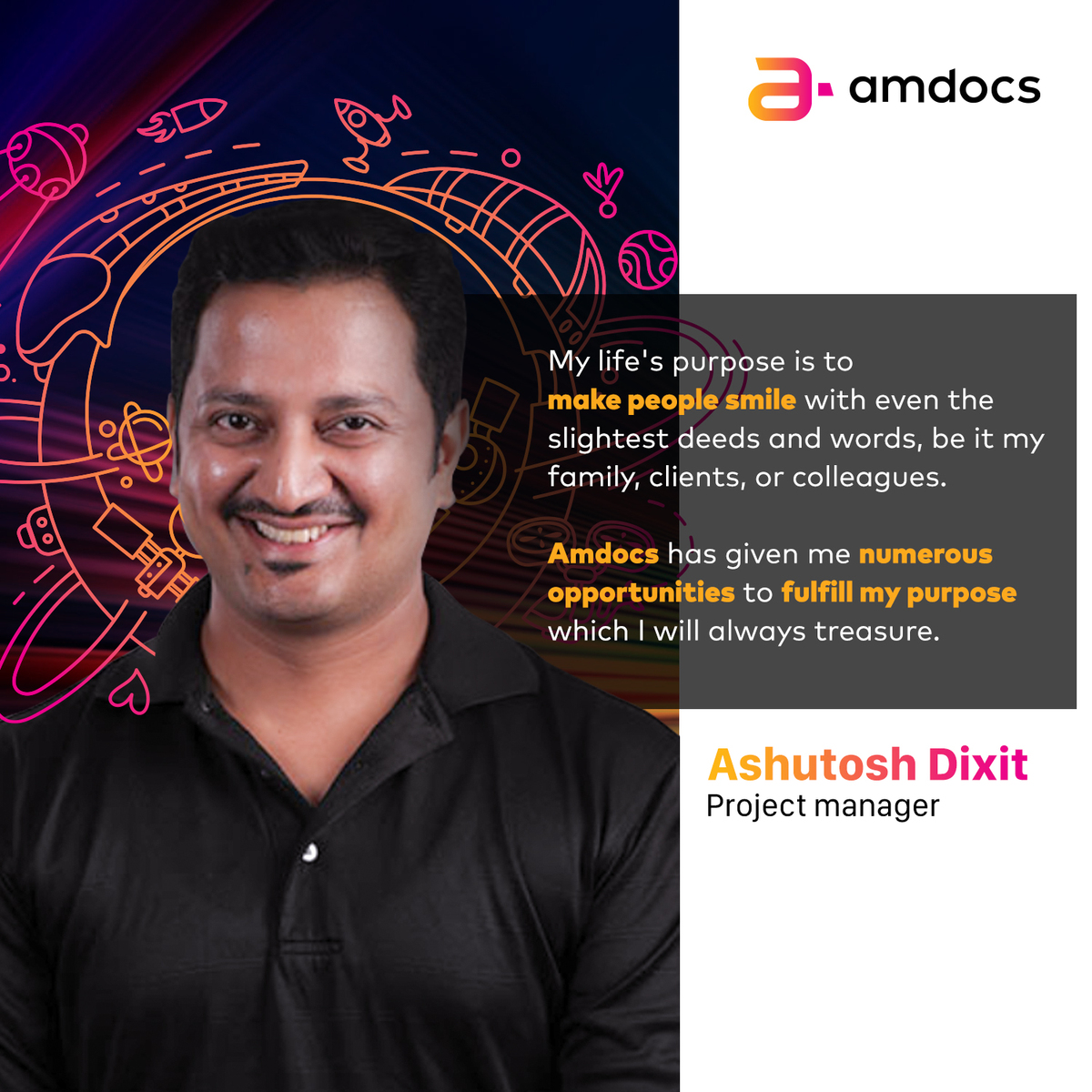 AmdocsIndia's tweet photo. Hear how Ashutosh Sadanand Dixit, has been a part of Amdocs' initiatives to accomplish his goals and make the world an amazing place for himself and everyone else.
#FollowingPurpose #Changemakers #Amdocs #MakeItAmazing https://t.co/5xYdp81iDV