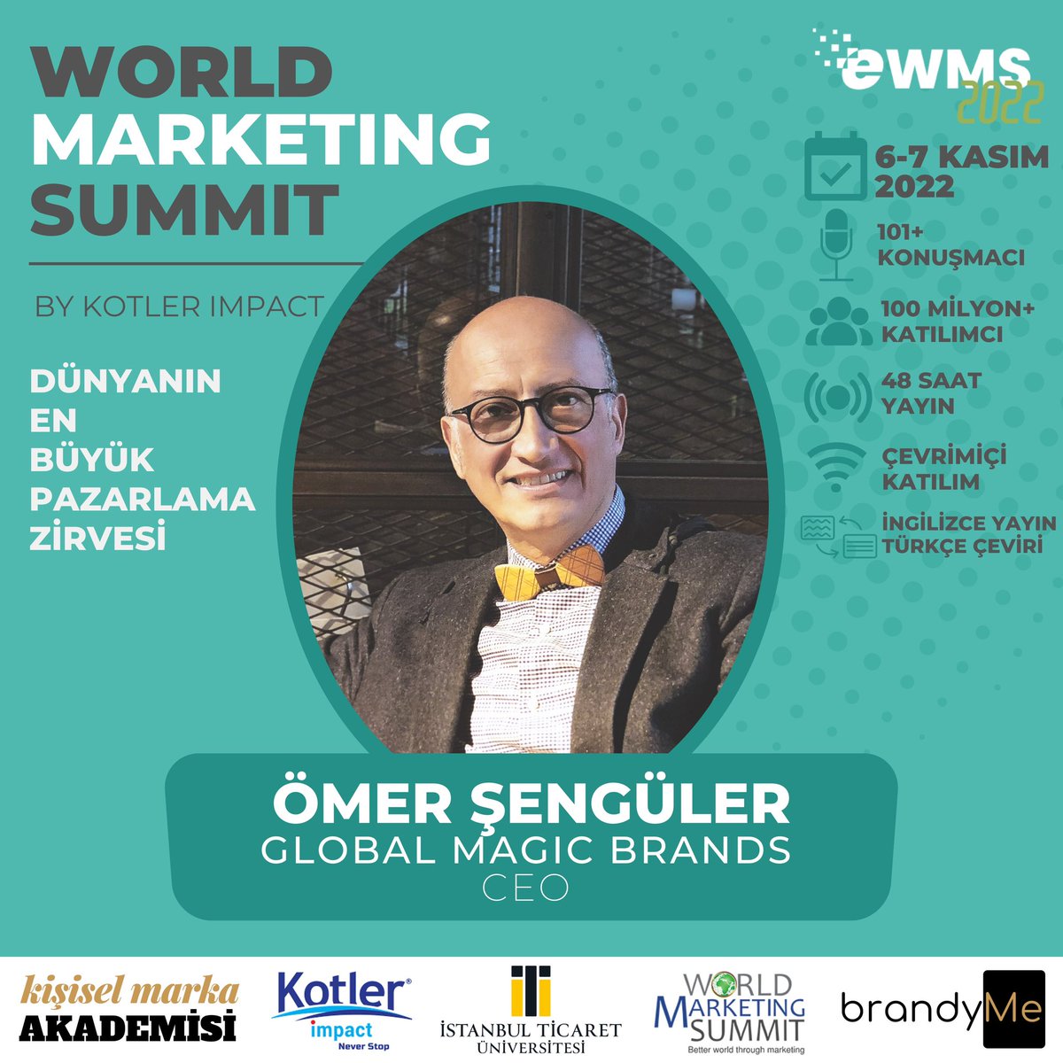 KisiselMarkaAkd's tweet photo. Global Magic Brands CEO Ömer Şengüler, dünyanın en büyük pazarlama etkinliği World Marketing Summit 2022’de
Detaylı bilgi ve kayıt:
https://t.co/Q9Wc8oJ5B6 

#worldmarketingsummit2022 #ewms #ömerşengüler https://t.co/D448s8m8hi