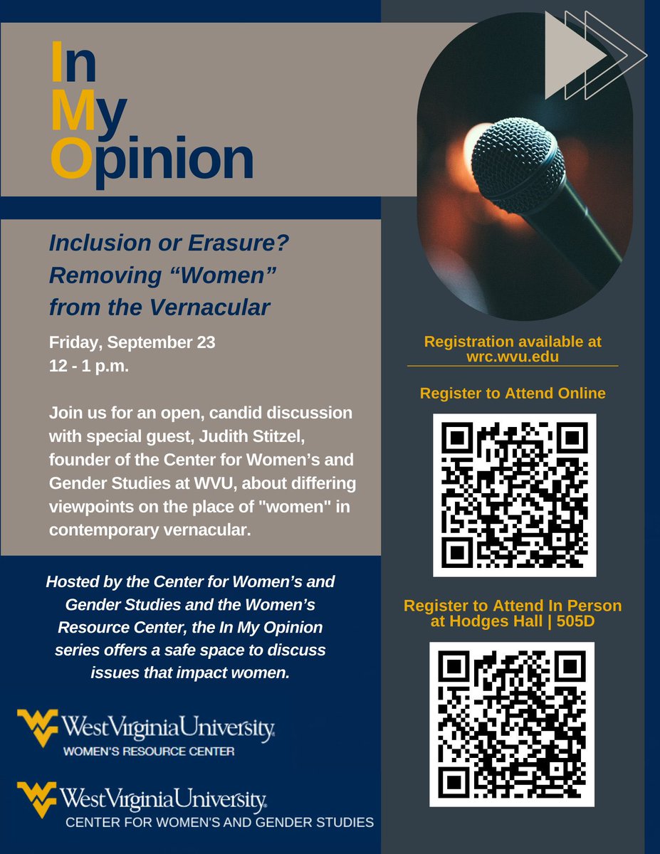 Join us Friday, September 23rd from 12-1 p.m. for the IMO Series: “Inclusion or Erasure? Removing ‘Women’ from the Vernacular.” Please register beforehand for either in person in Hodges Hall 505D or via Zoom! 

We hope to see you there!