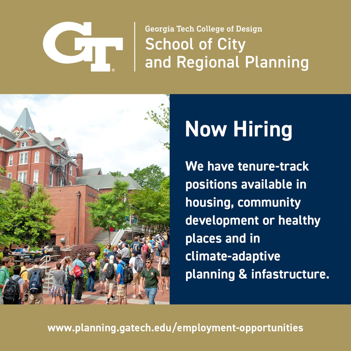 Gulsah_GT's tweet image. Join us at @GaTech_Planning ! We have two open faculty positions. Review of applications begins Nov 11. More details: planning.gatech.edu/employment-opp…