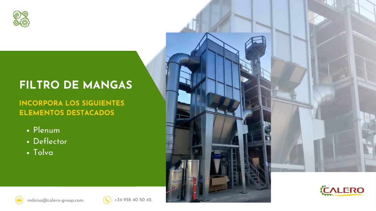 CaleroGroup's tweet photo. Nuestro nuevo diseño de filtro de mangas optimiza la separación de las partículas sólidas e incorpora los siguientes elementos destacados:

👉Plenum
👉Deflector
👉Tolva de gran inclinación:

Entra en nuestra web y completa información💻. 
https://t.co/v5MGLkaETx https://t.co/4MEADIRZlX