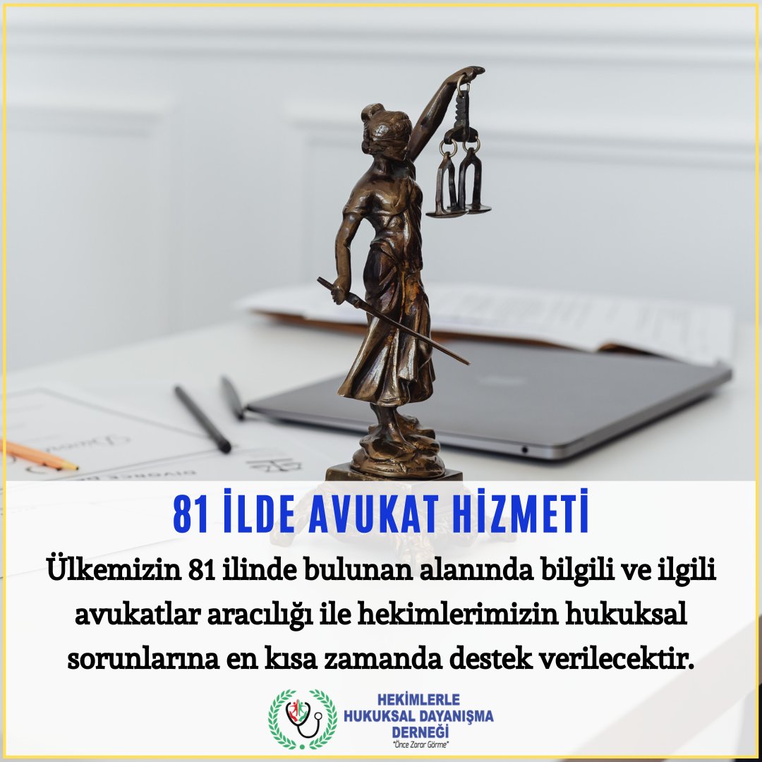 Ülkemizin 81 ilinde bulunan alanında bilgili ve ilgili avukatlar aracılığı ile hekimlerimizin hukuksal sorunlarına en kısa zamanda destek verilecektir.
#HekimlerleHukuksalDayanışmaDerneği #hhdd #öncezarargörme #hekim #doktor #sağlıkhukuku