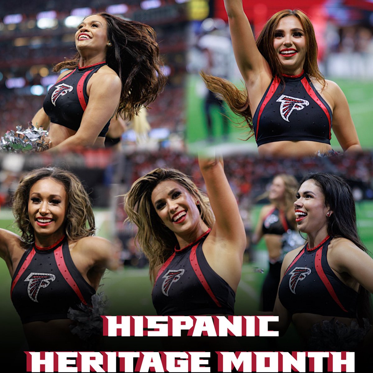 ATLCheerleaders's tweet photo. Happy Hispanic Heritage month! Throughout the next couple of weeks, we will be celebrating our amazing hispanic team members. Follow along to learn some more about each of their backgrounds in the hispanic community♥️ #HispanicHeritageMonth #PorLaCultura #123AFC #ProCheer https://t.co/hxIGNVNqyH