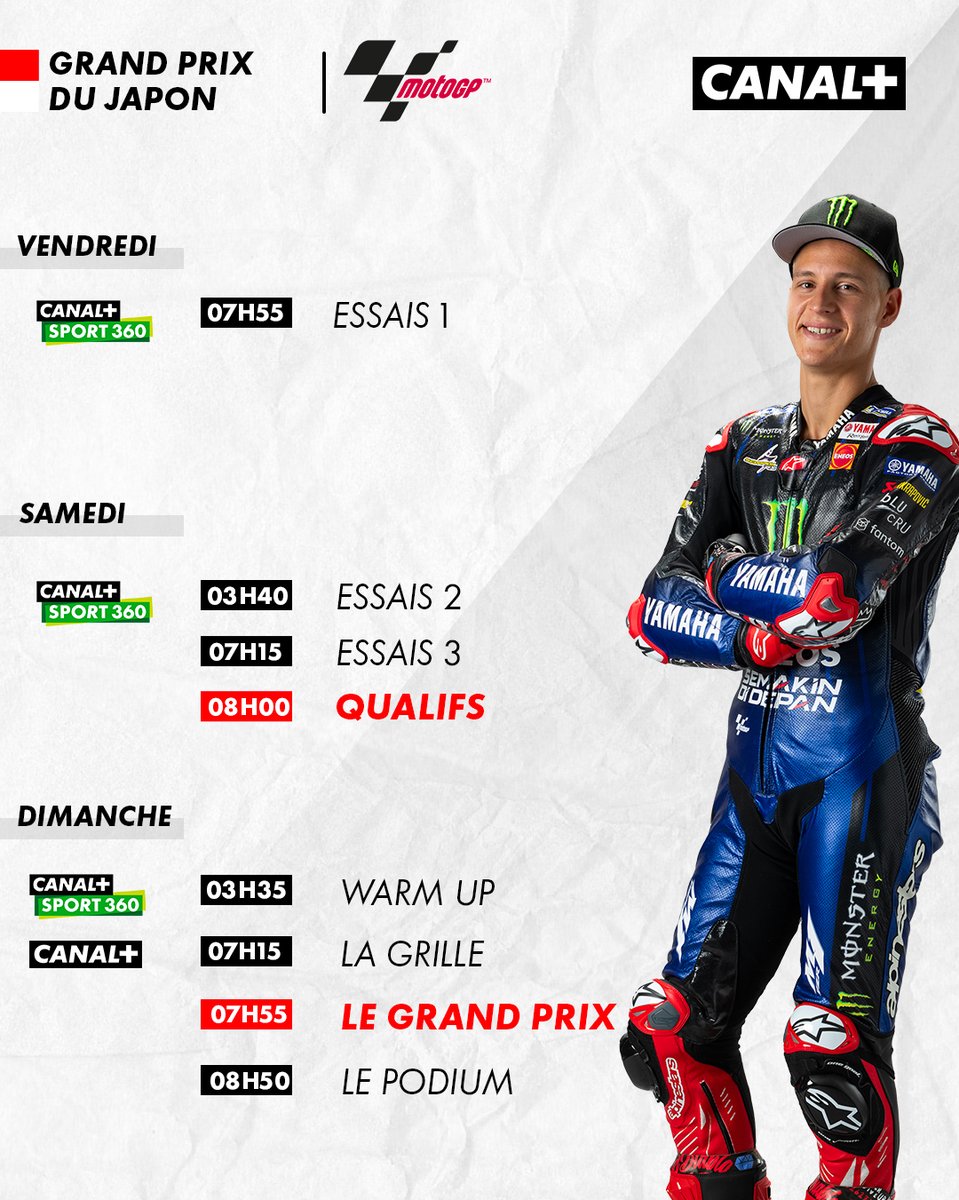 CanalplusMotoGP's tweet photo. Demandez le programme du #JapanGP sur @canalplus ! 📺🇯🇵

(Et sortez les cafés ☕️⏰) https://t.co/DOLHqfQzhU