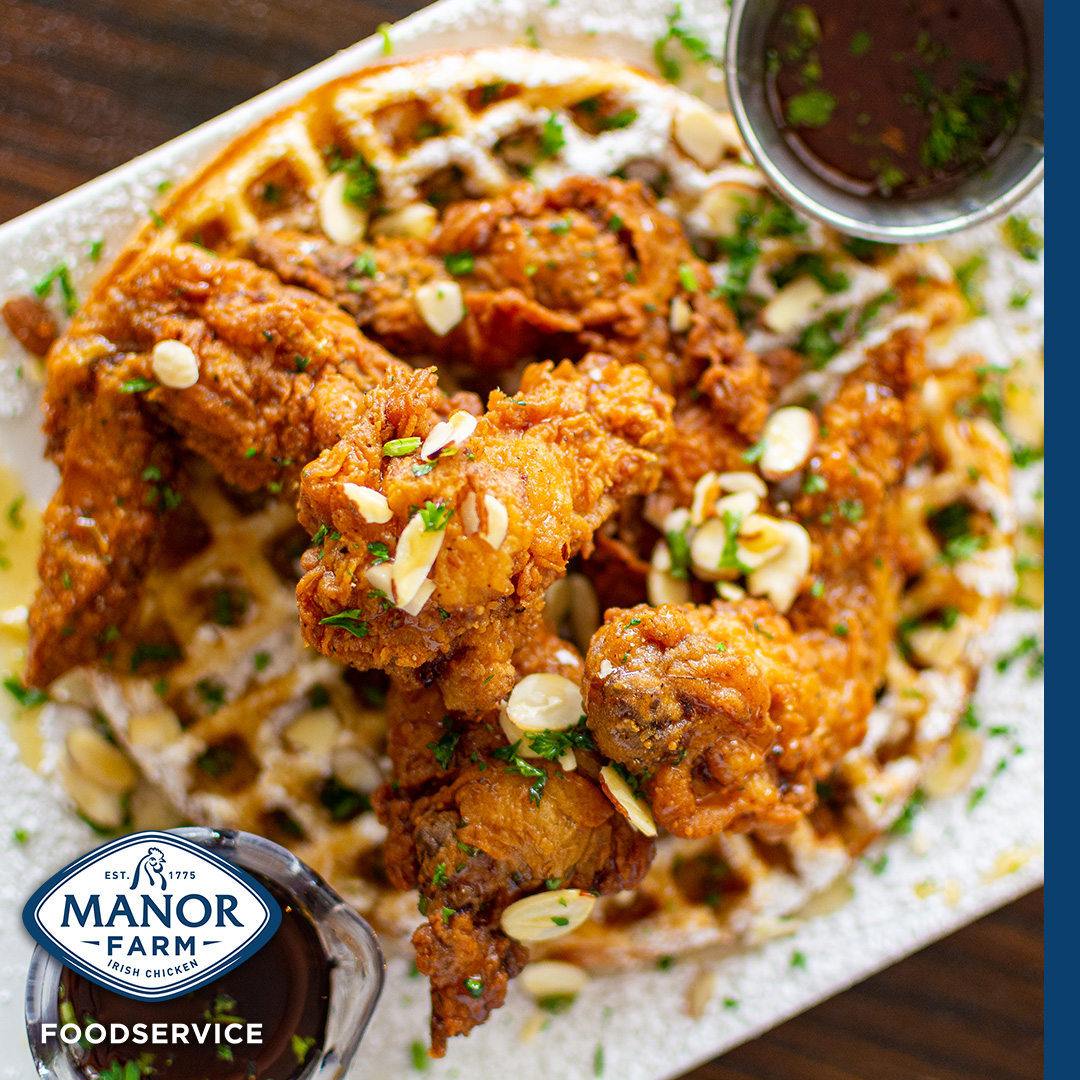 Waffles and Fried Chicken are becoming increasingly popular on brunch menus. Consider adding this tasty dish to your weekend brunch menu! 
.
.
.
#ManorFarm #ManorFarmFoodservice #ManorFarmFS #Foodservice #IrishChicken #Chicken #ShopIrish #ShopLocal #SupportIrish #SupportLocal