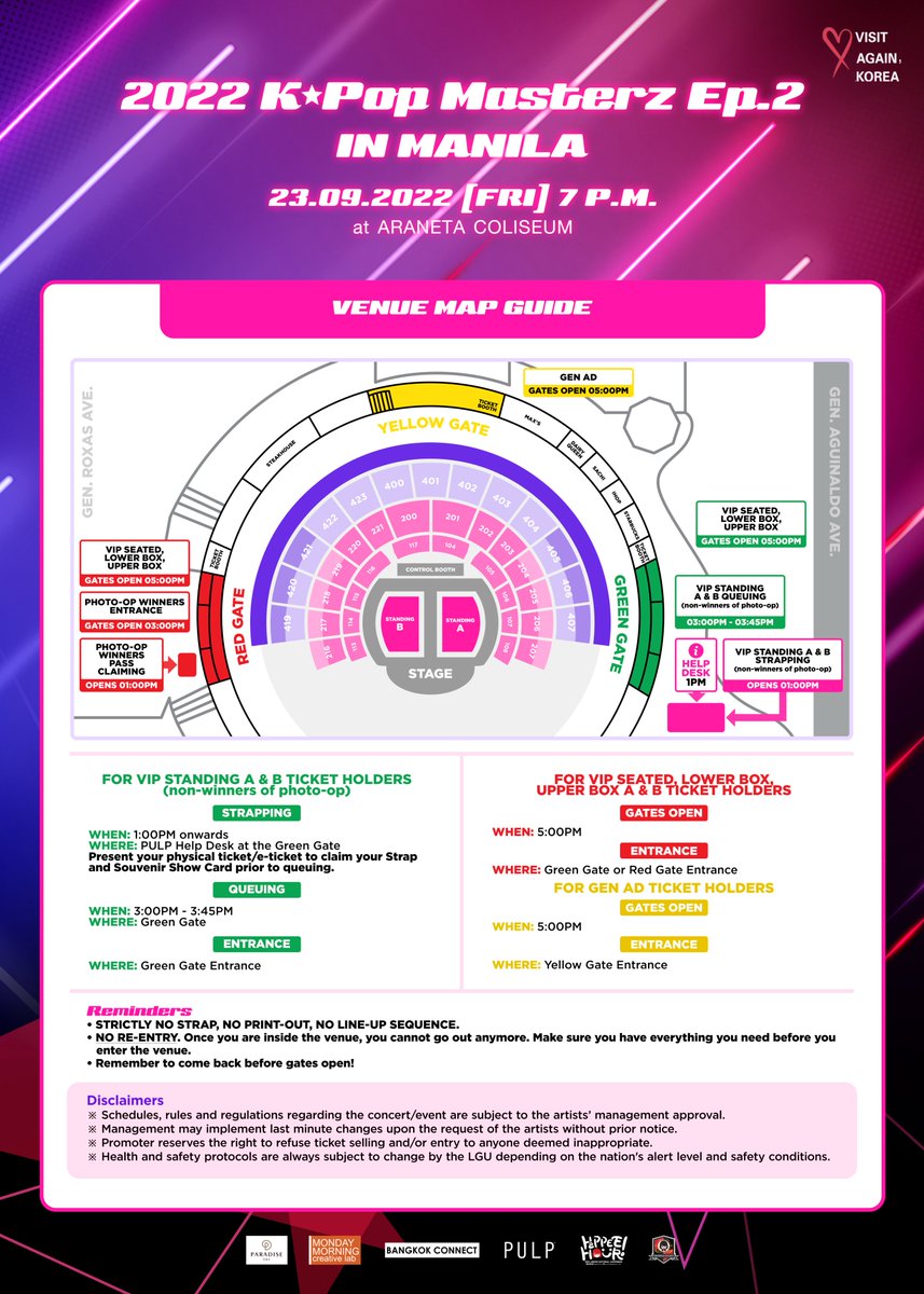 pulpliveworld's tweet photo. Shoutout to iKONICs, ATINYs, and Ahgases joining us at the #KPM2Manila! We’ve prepared the show day guides you’ll need to make your experience all fun and no fuss. Read up on them:

Venue Map Guide
VIP Standing Line-Up Sequence Guide
Queuing Link: https://t.co/JtEvuzh1IM https://t.co/W487uS9aaL
