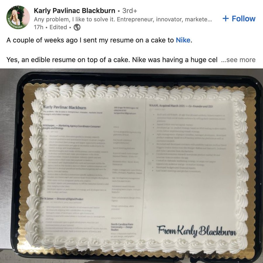 Woman's Edible Resume To Nike Leaves The Internet Divided