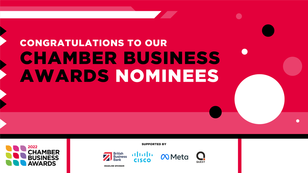 A big CONGRATULATIONS to all our members who have been nominated for a @britishchambers Chamber Business Awards 2022 🎉👏👏 @HenryBootPLC @SYorksHA @cobrasport @OrchidOrtho @ITMPowerPlc @FourJawMA @mattressonline @HLMArchitects Good luck in the next round #ChamberAwards
