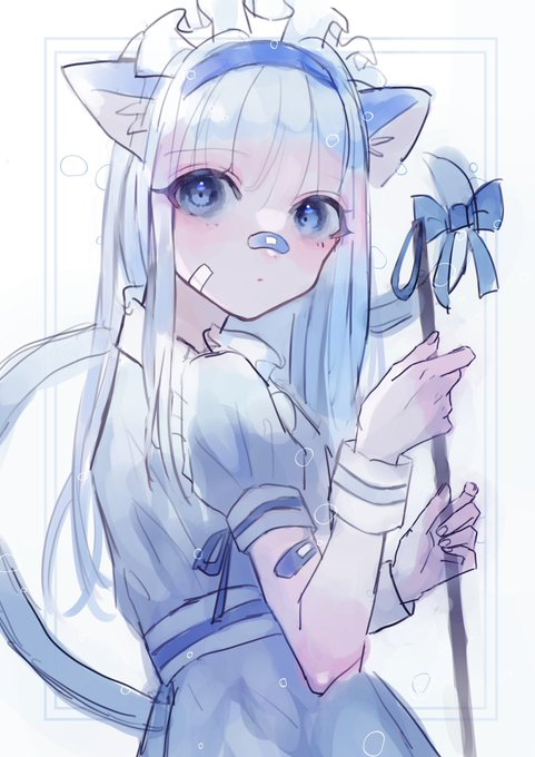 「blue eyes tail ribbon」 illustration images(Latest)