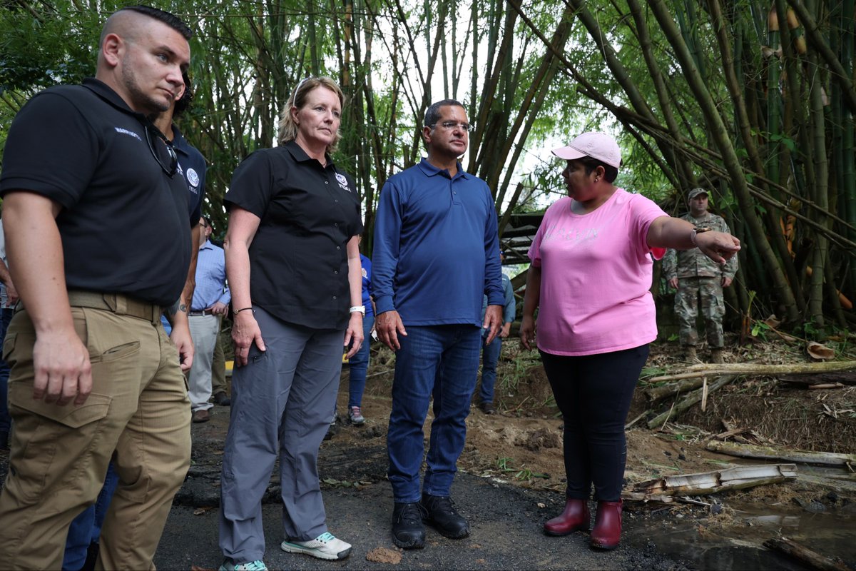 femaregion2's tweet photo. .@FEMA_Deanne gets a firsthand look at #Fiona’s devastation while meeting with @GovPierluisi and listening to survivors' stories. Bottom line: @FEMA, our federal, state & local partners are in it for the long haul and united in helping Puerto Rico recover. #PRStrong https://t.co/aZs1zq4rMB