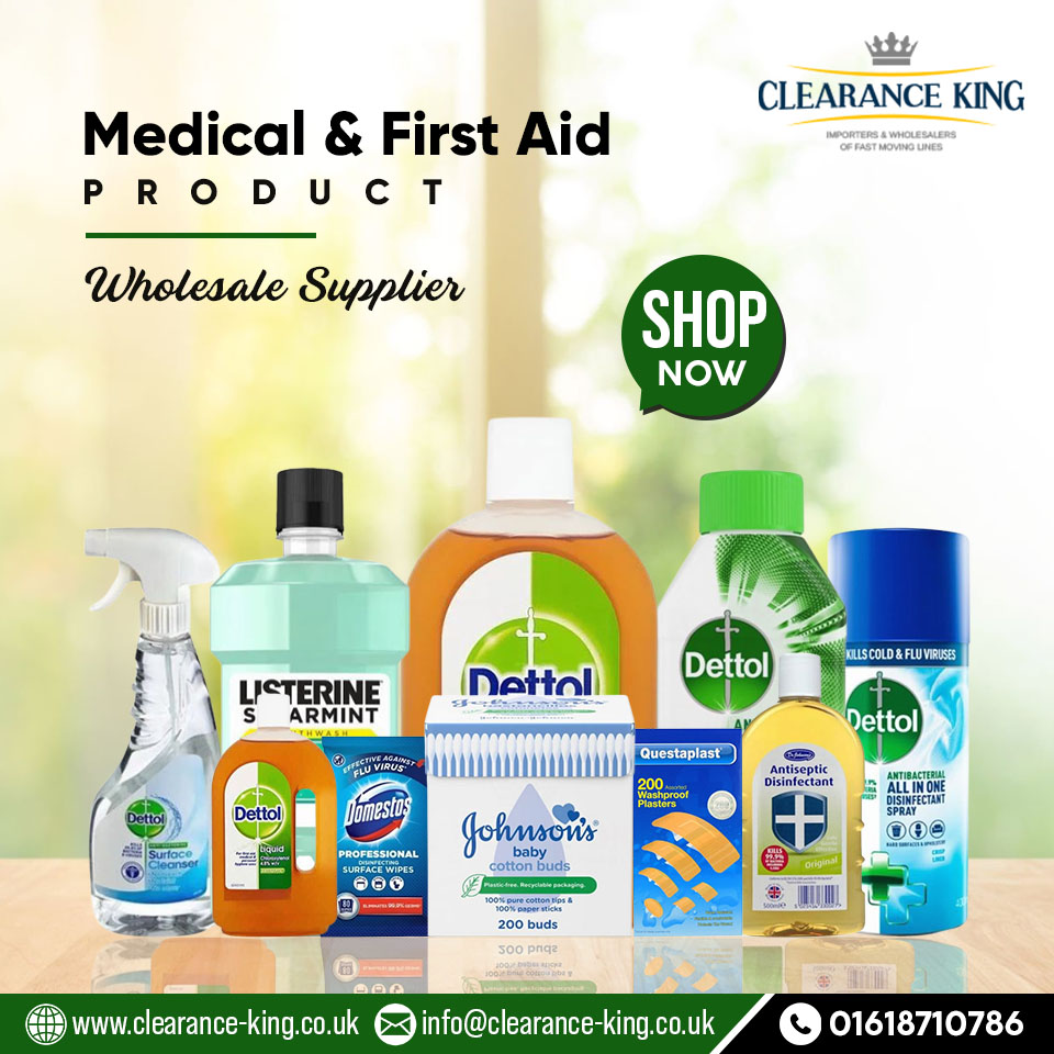 Medical and First Aid Products Wholesale Supplier

☑Dettol Antiseptic Liquid
☑Dettol Anti-Bacterial 5-in-1 Washing Machine Cleaner
For Order, Call at 0161 871 0786
Buy Online clearance-king.co.uk/medical-first-…

#Medical #medicalitems #spray #firstaidproducts
#medicalproducts #medicines