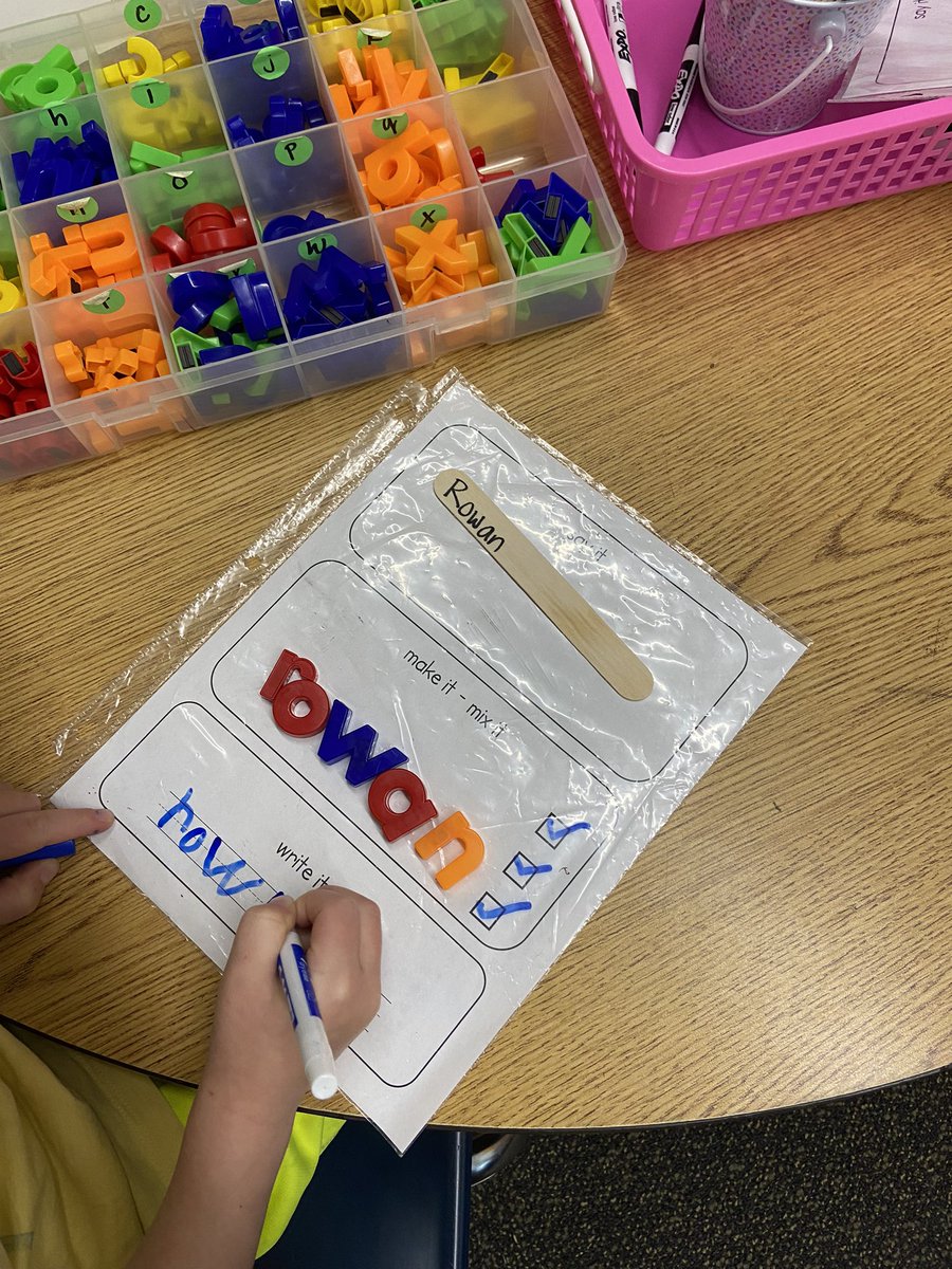 Heath1OC's tweet photo. For word work this week, we’re focusing on reading, spelling, and writing our classmates names! https://t.co/Z5ndvjY54S