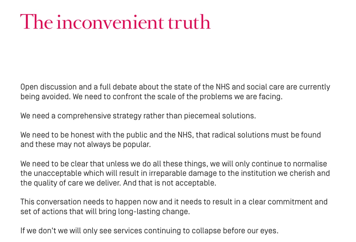 This report is an unusual, important and serious step  from
<a href="/AoMRC/">AoMRC</a> (the body representing all the UK medical Royal Colleges- usually very cautious &amp; reserved) regarding crisis in NHS - ‘we must stop normalising the unacceptable’.