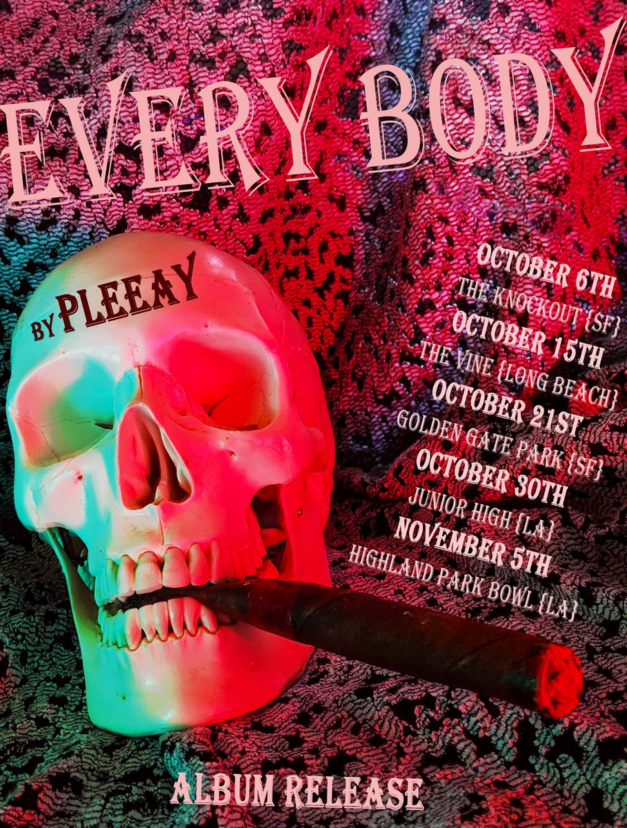 pleeay's tweet photo. 💖 October 6th @ The Knockout {SF} 
💖 October 15th @ The Vine {Long beach} 
💖 October 21st @ Golden Gate Park {SF} 
💖 October 30th @ Junior High {LA} 
💖 November 5th @ Highland Park Bowl {LA} https://t.co/nbq5hr5JFc