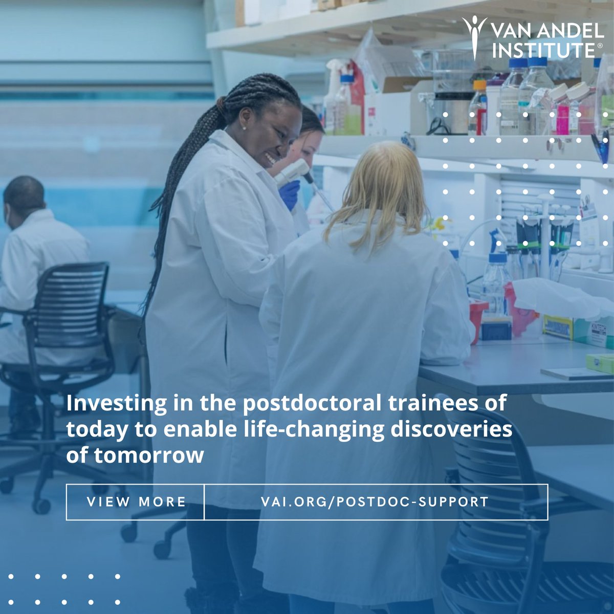 VAInstitute's tweet image. As part of our commitment to supporting and investing in postdoctoral trainees, Van Andel Institute is increasing #postdoc starting salaries to $70,000 a year. Read more: vai.org/postdoc-support