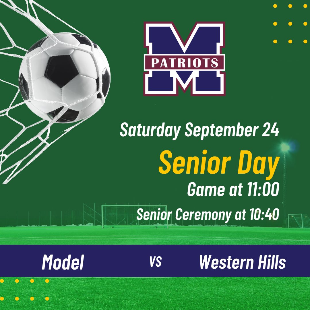 Model_Soccer's tweet photo. Come out to honor our seniors this Saturday! https://t.co/hkp9o0AiiN