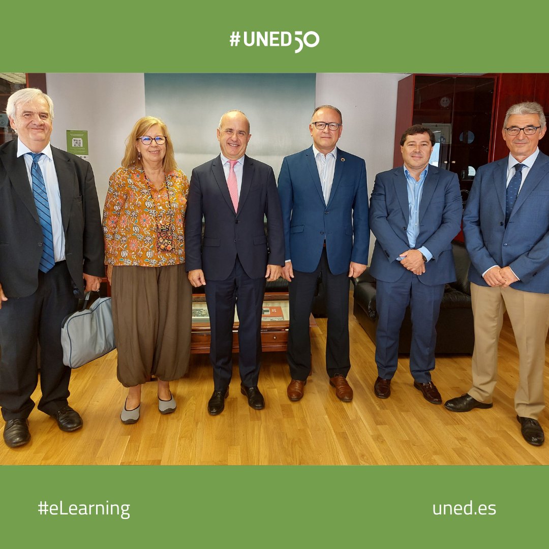UNED's tweet photo. @rmairal @empleo_SEPE @UNEDFacCiencias Para realizar seguimiento de las iniciativas, el rector, @rmairal, se ha reunido con:

🟩@GerardoGArdoy, director de @empleo_SEPE
🟩Sergio Nieves, presidente de #AEPYMEL
🟩Germán Ruipérez, director del Laboratorio de Ingeniería Didáctica #UNED

🔗 https://t.co/hIT6q4aqVv

#UNED50 https://t.co/VG8eUtACP4