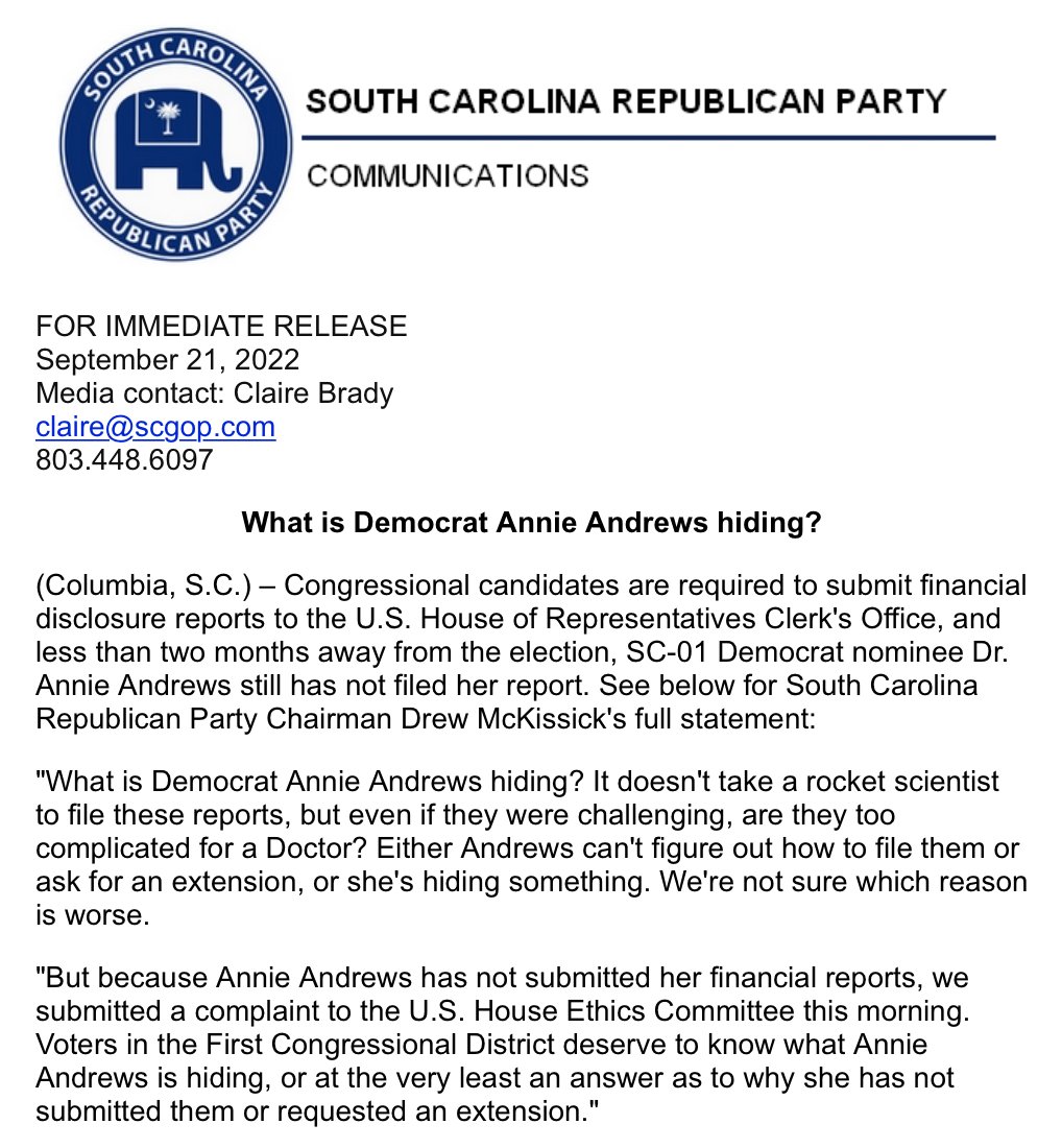 South Carolina Republican Party on Twitter "STATEMENT What is