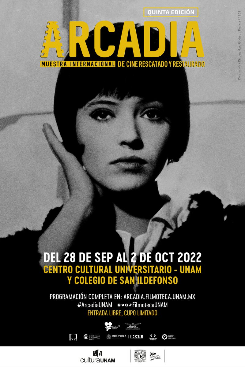 FilmotecaUNAM's tweet image. 📽 Después de 2 años, ¡#ArcadiaUNAM vuelve a las salas de cine! 🤩

Del 28/sept al 2/oct disfruta en el Centro Cultural Universitario de la @UNAM_MX y en @SanIldefonsoMx lo mejor del cine rescatado y restaurado. ¡Te esperamos!
👉 arcadia.filmoteca.unam.mx