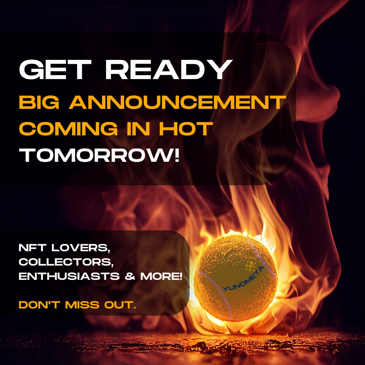 YunometaHQ's tweet photo. NFT Lovers, Enthusiasts, Collectors, Designers &amp; more! Something BIG is happening this Friday! GET READY!

More details to be revealed tomorrow. 

#NFTLaunch #RareNFTs #LootboxNFT #ChennaiOpenMetaverse #Yunometa #ChennaiOpen2022 #EpicNFTs2022 #MustbuyNFTs #YTJE https://t.co/cADCQLb0Qg
