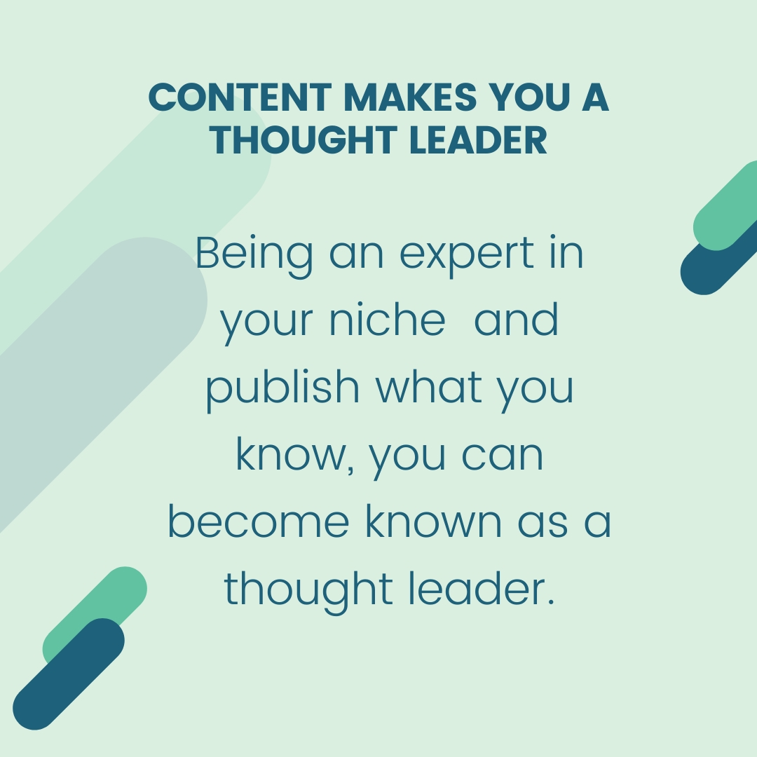 Content Makes you a thought leader: If you study your niche well enough and publish what you've learned, you can become known as a thought leader.  via: bit.ly/3mX5tpG