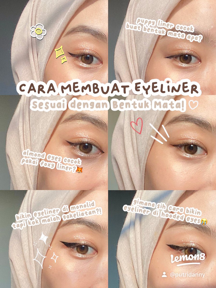 putridanny's tweet photo. Tutorial Eyeliner Sesuai Bentuk Mata💛

Kadang suka bingung ga sih tipe eyeliner yg cocok sm bentuk mata kita tuh yg gimana? Kalo iya gausah khawatir, aku bakal ngasih tau cara bikin eyeliner yang sesuai sama bentuk mata kita ♡

@IndonesiaLemon8 #Lemon8Indonesia #Lemon8Tutorial https://t.co/olDUcjTbDa