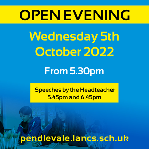 PendleVale's tweet image. Year 5/6 Students and Parents join us at our Open Evening on Wednesday 5 October.