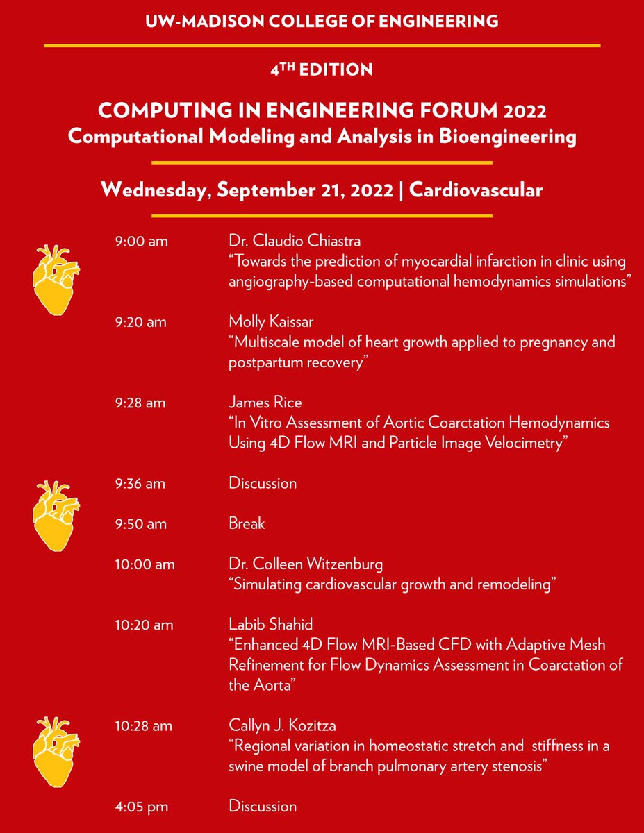 HenakLab's tweet photo. Cardiovascular computational modeling this morning!  Spotlight talks by @Udio_NT and @CVBiomech_Witz.  Flash talks from @mollykaissar, James Rice, @LabibAShahid, and Callyn Kozitza. https://t.co/tmGM3wvoqK