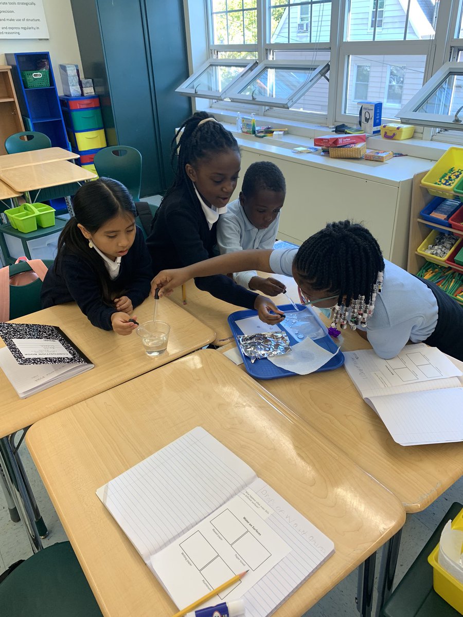 JCurran_PAES's tweet photo. Third grade scientists working on their first investigation of the year studying what happens when water falls on different surfaces! @Gerald_Fitzhugh @PAES231 @Principal_MH @UrbanEducator81 #parkavestrong #goodtogreat https://t.co/f3DTHN70WP