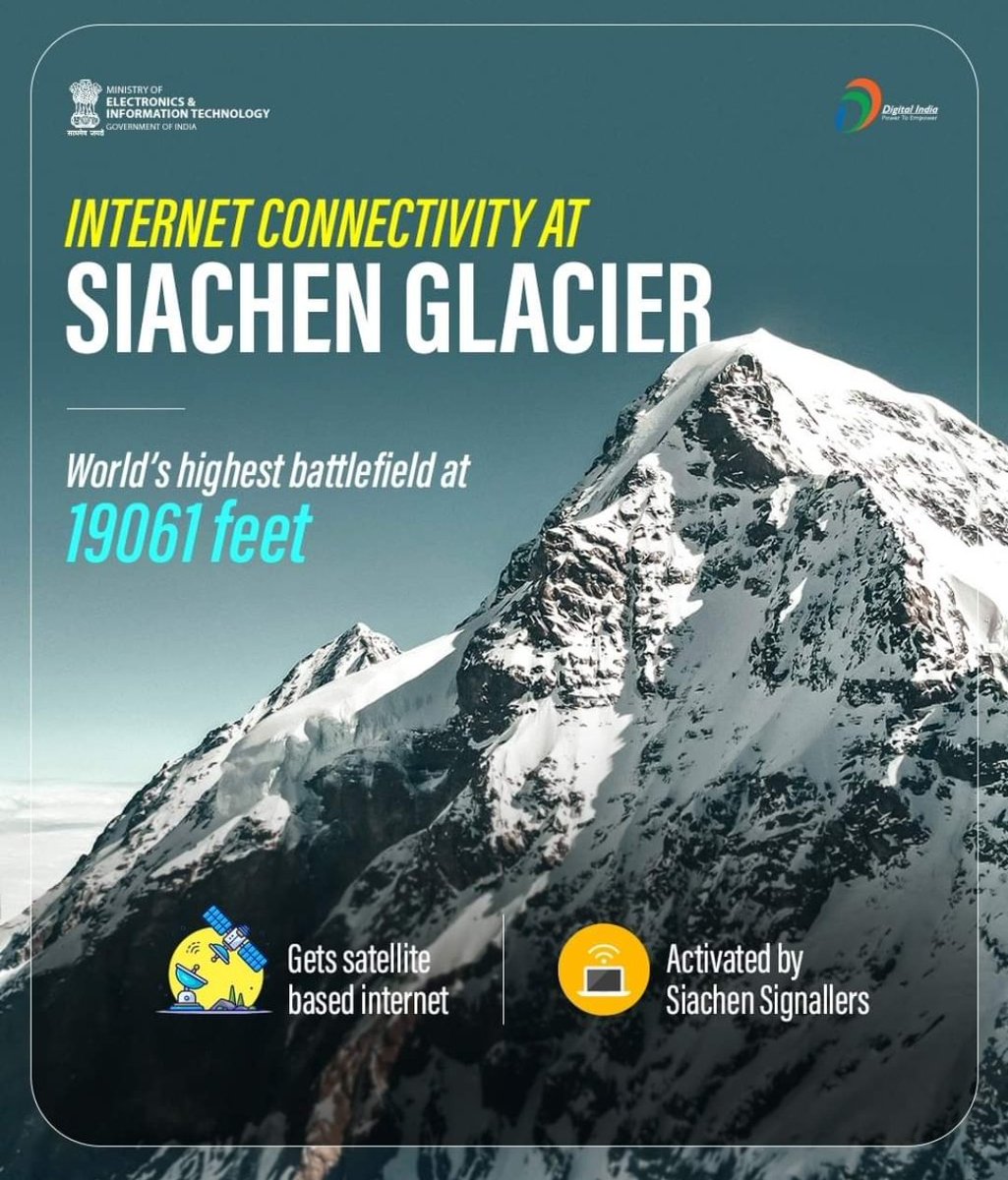 #Internet #connectivity at #SiachenGlacier❄️ #Reaching #new heights with #DigitalIndia
#Digital
#DigitalMarketing
#influencer
#SocialMedia
#Online
#VR
#cybersecurity
#developers
#Coding
#code
#programming
#4G
#5G
#WiFi
#VirtualPhotography
#onlinelearning
#learning
#ContentCreator
