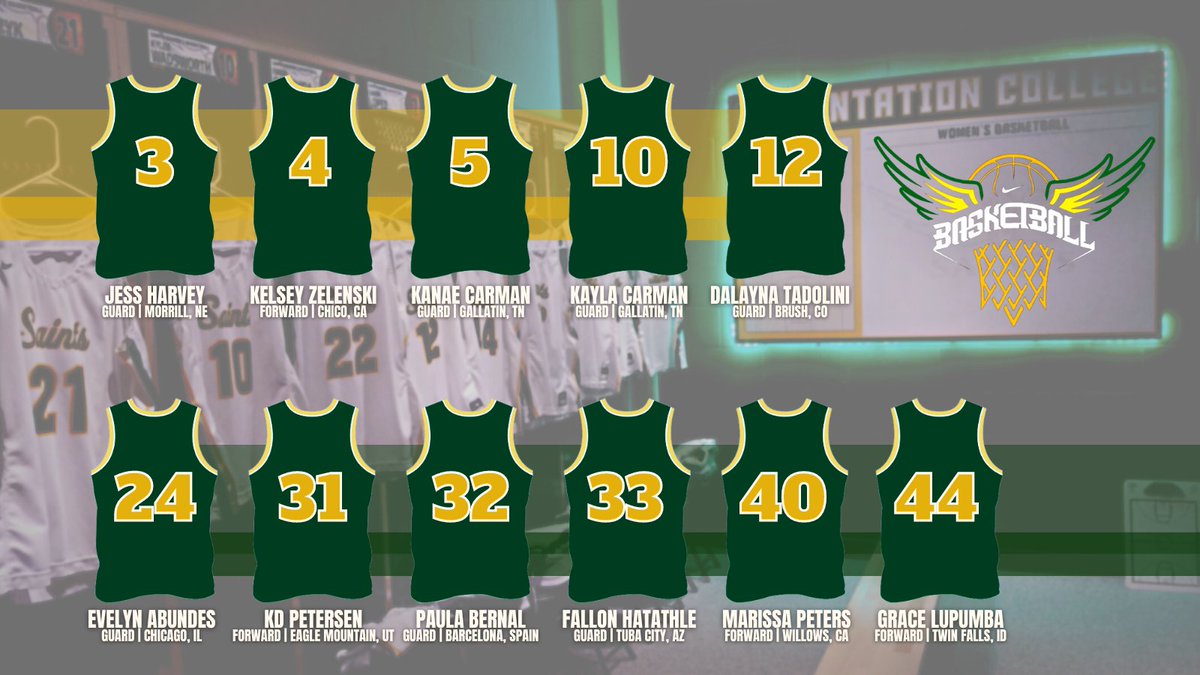 PCSaintsWBB's tweet photo. Meet the newcomers for the '22-'23 basketball season!!! They have already had a significant impact on campus and in the community and we can't wait for you to see what they can do on the court!

💚💛💚💛 https://t.co/X1Tt0x4hUp