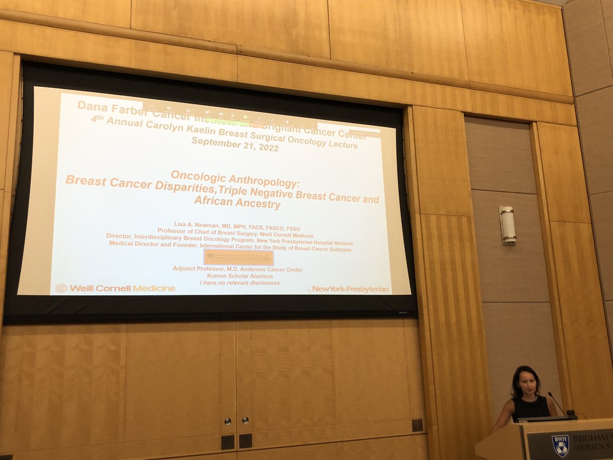 An inspiring talk by <a href="/LANewmanMD/">Lisa Newman, MD MPH</a> at the 4th Annual Carolyn Kaelin Visiting Lecture <a href="/DFCI_BreastOnc/">Dana-Farber’s Breast Oncology Center</a> <a href="/BrighamSurgery/">Brigham and Women’s Department of Surgery</a> on triple negative breast cancer disparities and the role of ancestry in defining the path forward! <a href="/TariKingMD/">Tari King MD</a> <a href="/gmdoherty/">Gerard Doherty</a> <a href="/kaelin_lab/">KaelinLab</a>