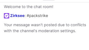 Zirksee's tweet photo. They banned #packstrike from the EAMADDENNFL Twitch chat, they know. https://t.co/RwvBvQ7LZl