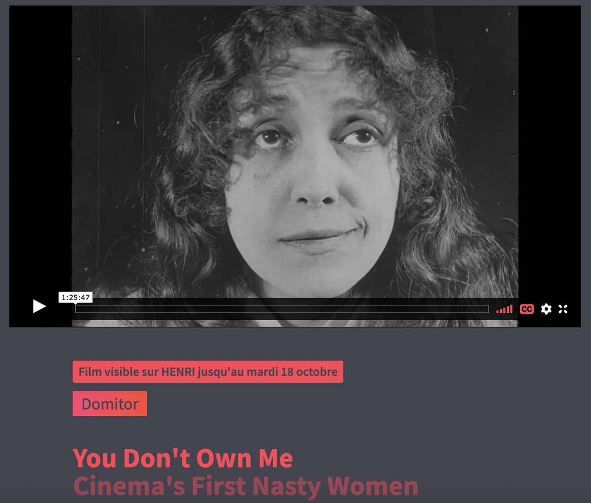 NastySilents's tweet image. Our program is now streaming on @cinemathequefr HENRI! "You Don't Own Me": 8 films programmed for the @Domitor5 Conference last summer! 🎞️🎞️
cinematheque.fr/henri/film/154…