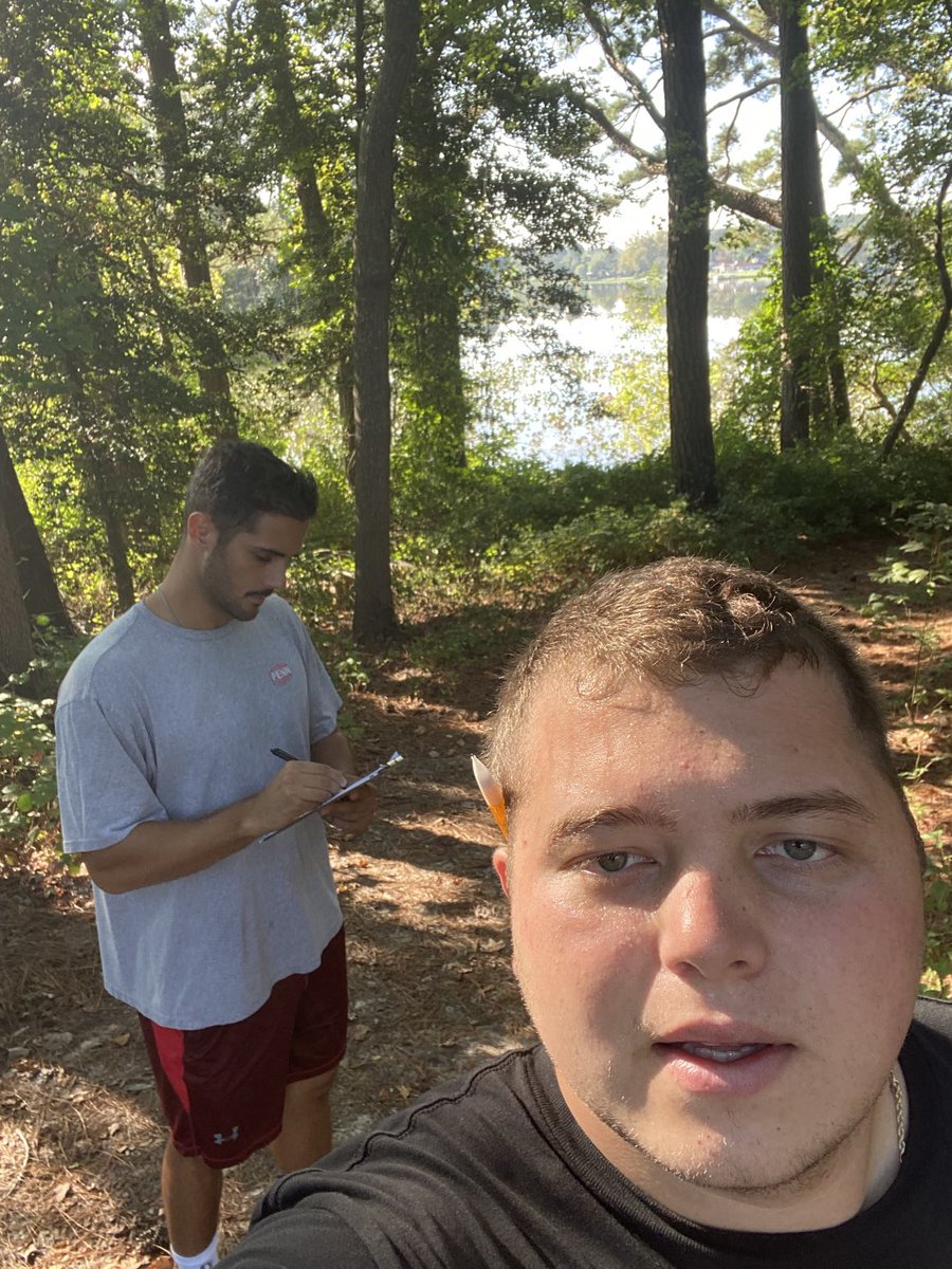 Me and Zach learning how to use compass bearings in the wilderness orientation! #PHED260 ⁦<a href="/dsp643/">Dave Phillips</a>⁩