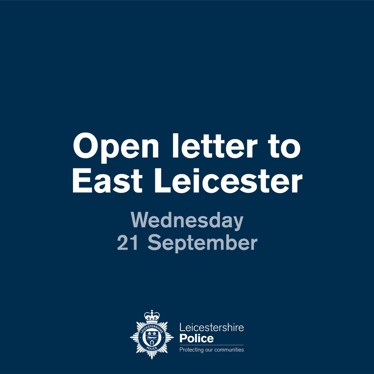 leicspolice's tweet photo. An open letter to our communities in East Leicester, from @DCCLeicsPolice. https://t.co/daIVBF0Akt