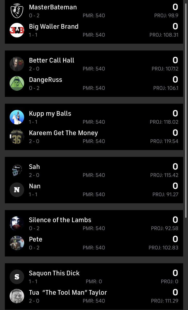 SaltySpitoonFFB's tweet photo. Week 2 results followed by Week 3 matchups: 

#SaltySpitoon #FantasyFootball https://t.co/QhwxG3RmUW