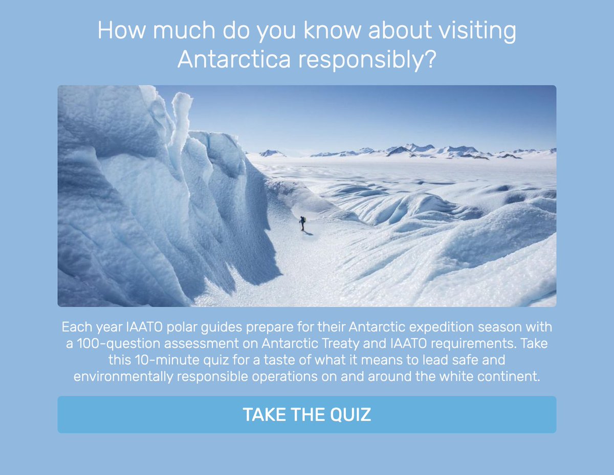 iaato_org's tweet photo. How much do you know about visiting #Antarctica responsibly? Take our #PolarGuideWeek quiz to find out: https://t.co/auLluWIRQo https://t.co/n4zuscmqFT