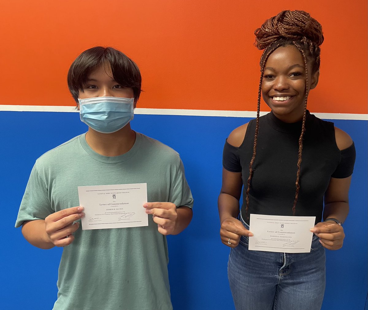 SouthavenHigh's tweet photo. So proud of our National Merit Commended Students : Andrew Nguyen and Madison Washington #ThriveAt735 #TeamDCS https://t.co/tvJQm6dPyH