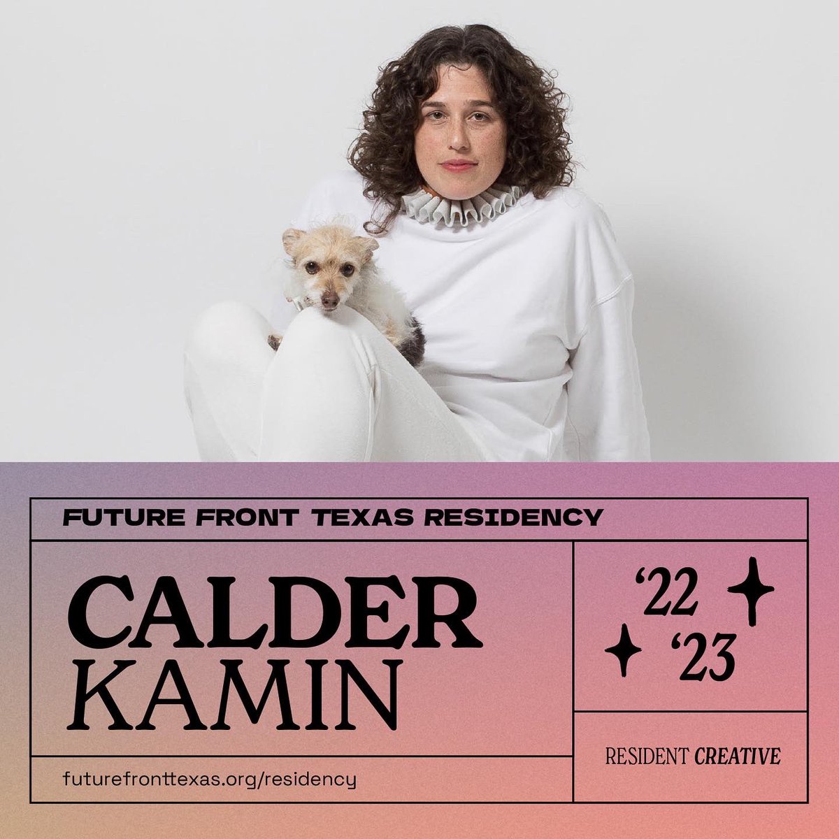 futurefrontTX's tweet image. 🌪 Today, we’re proud to announce this year’s creatives-in-residence:

Anahita Bradberry, Calder Kamin, Chantal Lesley, Clancy Jones, Darcie Book, Dreamchild, Ecco Música, Lavender Thug, Mikaela Rodriguez, Steph Granillo, Tanya Zal and Tumie Adeleye

futurefronttexas.org/residency