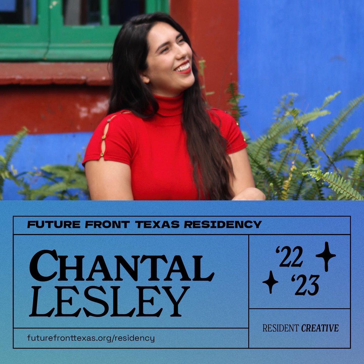 futurefrontTX's tweet image. 🌪 Today, we’re proud to announce this year’s creatives-in-residence:

Anahita Bradberry, Calder Kamin, Chantal Lesley, Clancy Jones, Darcie Book, Dreamchild, Ecco Música, Lavender Thug, Mikaela Rodriguez, Steph Granillo, Tanya Zal and Tumie Adeleye

futurefronttexas.org/residency