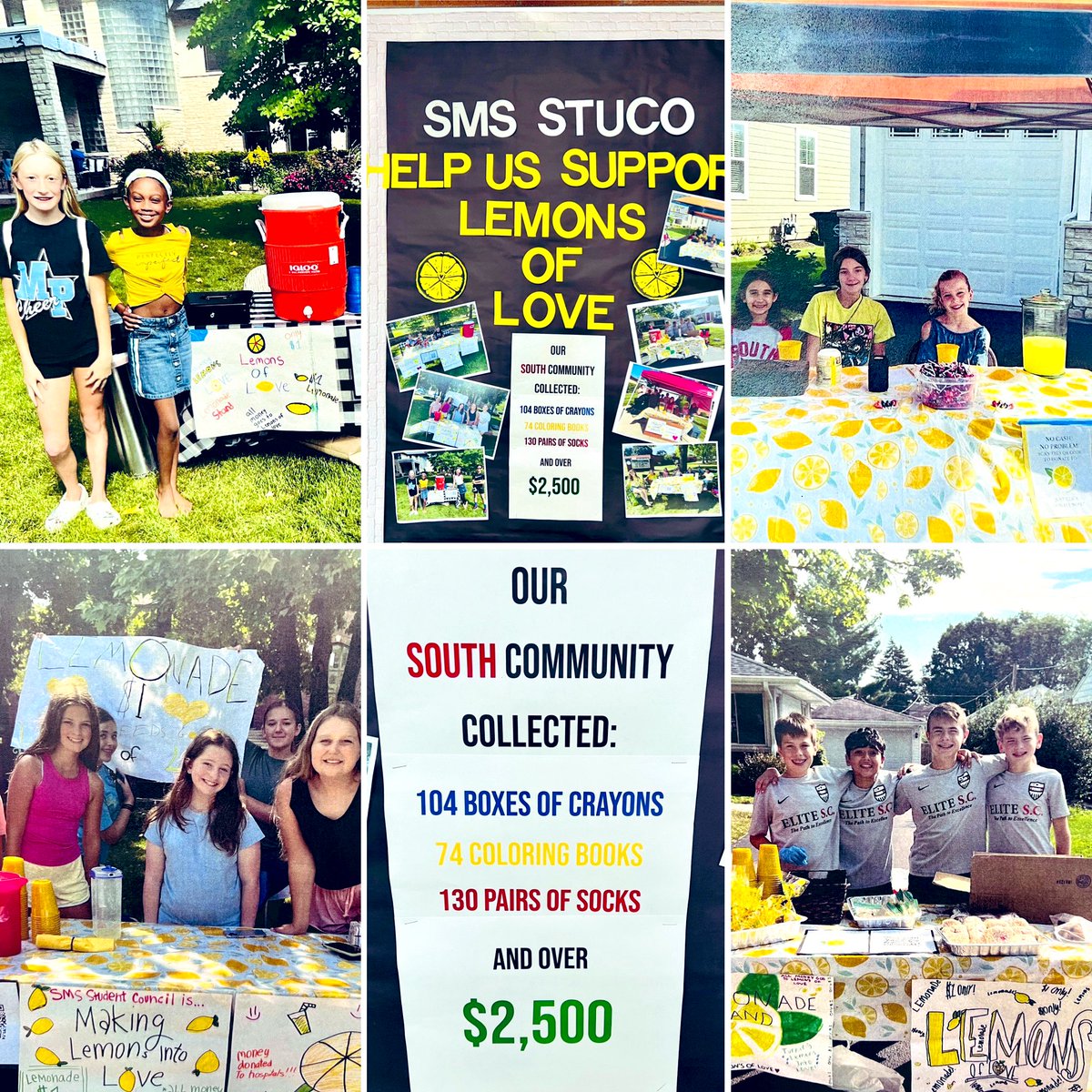 We are so proud of our SMS Student Council who organized lemonade stands for Lemons of Love! They raised $2500 that will be donated for cancer care packages! Amazing work Cardinals!  <a href="/LemonsOfLove14/">Lemons Of Love</a> <a href="/AHSD25South/">South Middle School</a> @APStevePerkins <a href="/ahsd25/">ArlingtonHeightsSD25</a>