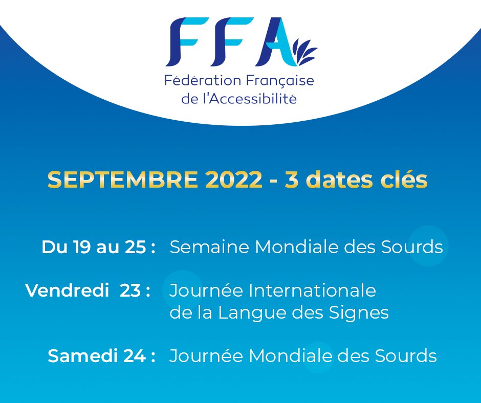 FFAccessibilite's tweet image. Une semaine riche en événements pour les personnes sourdes et pour sensibiliser le grand public ! 
L&apos;occasion également pour la FFA de rappeler son engagement de faire progresser l’accessibilité des personnes sourdes ou malentendantes en France.
#sms2022 #semainemondialedesourds