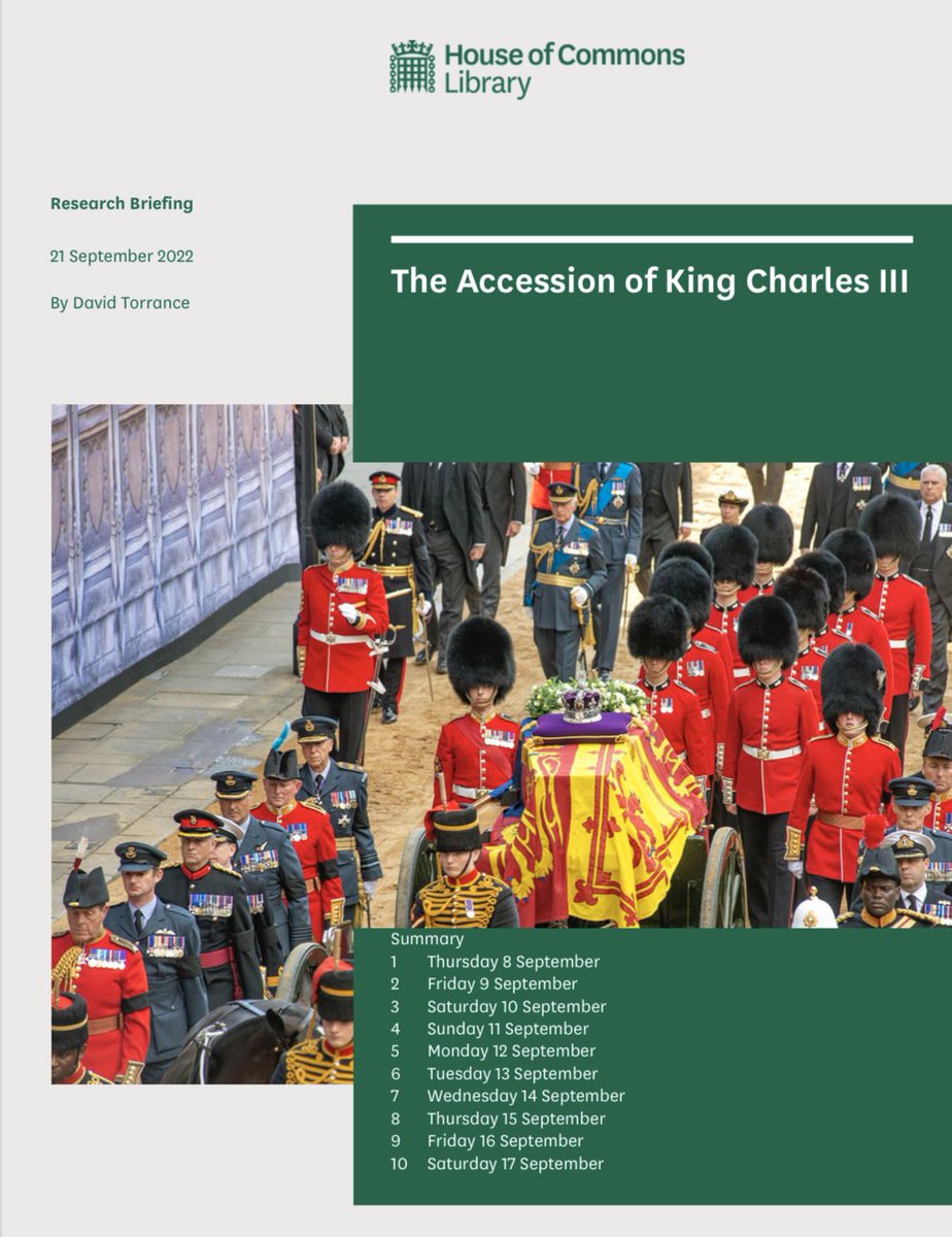 davidtorrance's tweet photo. I’ve just published a new @commonslibrary briefing paper on the Accession of King Charles III. It’s a day-by-day account of the main constitutional &amp; ceremonial events that followed the demise of Queen Elizabeth II on 8 September https://t.co/UTfAkS85tR #accession #KingCharlesIII https://t.co/eeykrXcaWt
