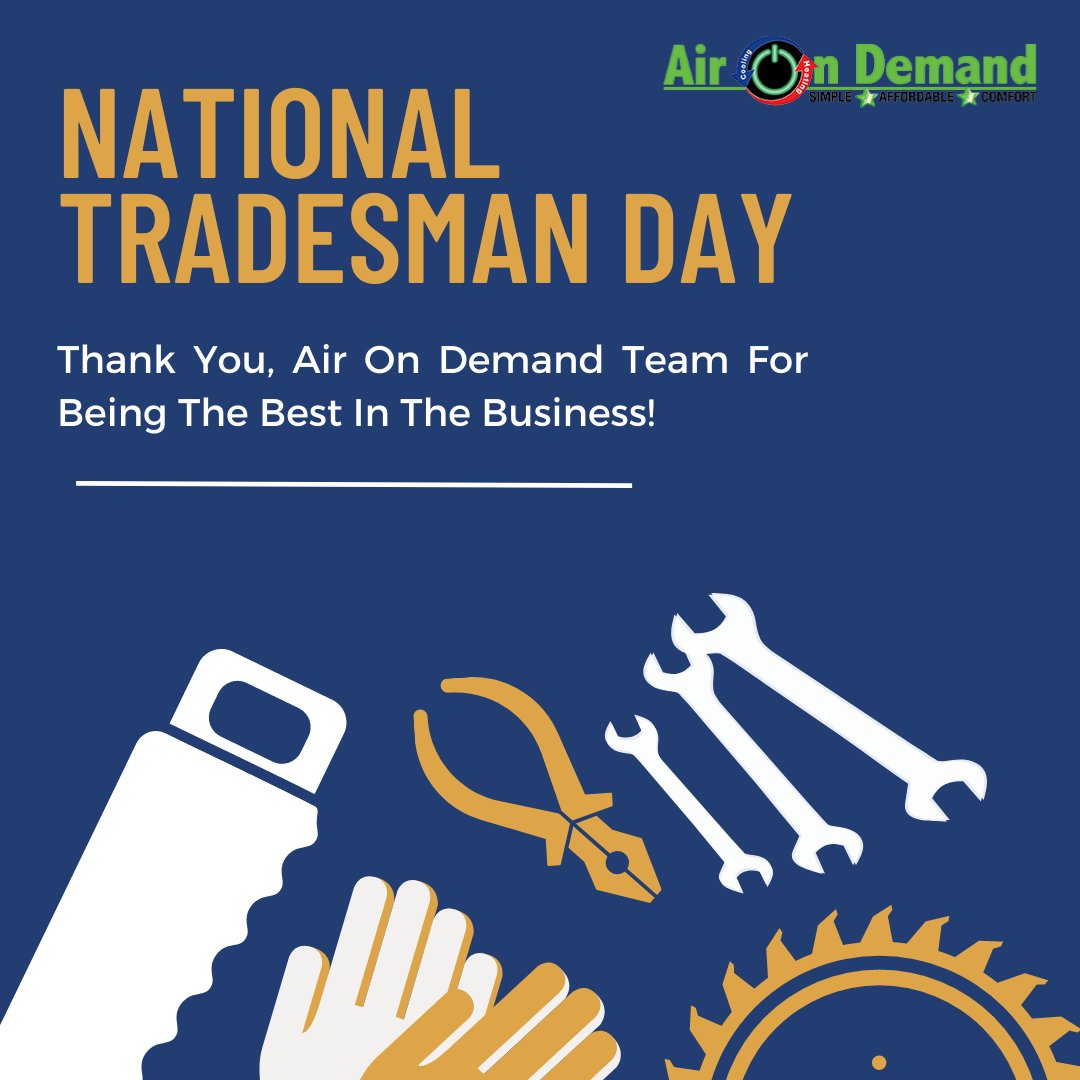 AirOnDemand's tweet photo. We were so busy celebrating National Tradesman Day with our team that we forgot to give them a HUGE shoutout! 🛠 🥳

Here at Air On Demand, we are lucky to have the best team of experts in the business! 👨🏻‍🔧 https://t.co/ywZpSz5VGE