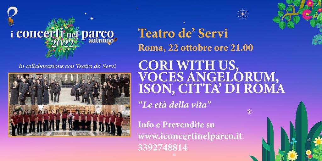 "Le età della vita" si possono raccontare anche con la voce, attraversando tutte le fasi dall'infanzia alla maturità. Il 22 ottobre al <a href="/TeatroServi/">Teatro de' Servi</a> 4 cori per questo intimo viaggio sonoro.
#ConcertiParco22

🎫Biglietti bit.ly/3BU8ZMl
ℹ️ Info bit.ly/3BX0EHD