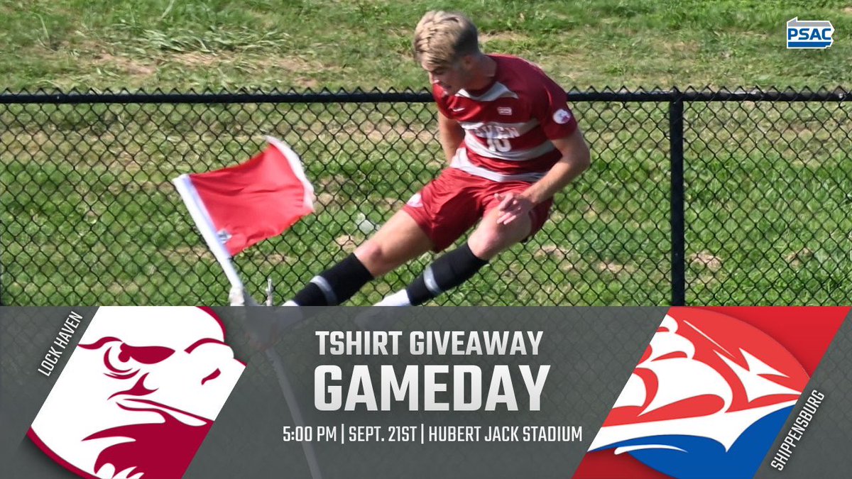 lockhavenmsoc's tweet photo. FIrst 100 @LockHavenUniv students (with ID) will receive a Haven Soccer shirt! LET’S #PACKJACK 🦅🦅🦅 https://t.co/jHK2C2XJhi